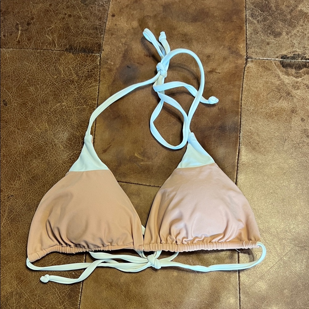 Monday Swimwear Palma bikini top 2 tone tan and  ivory